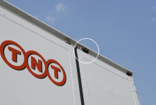 A rear vision Orlaco camera that has been installed high up on the vehicle